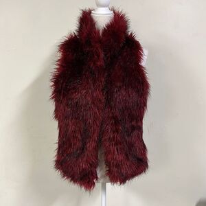 Red Faux Fur David Bitton Small Sleeveless Vest